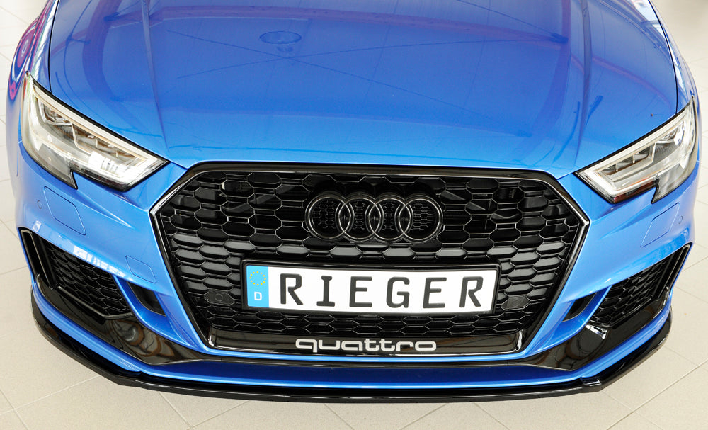 Audi RS3 (8V) Rieger Spoilerschwert für orig. RS3-Frontschürze für orig. Frontschürze, ABS, schwarz glänzend, 
inkl. Montagezubehör, ABE