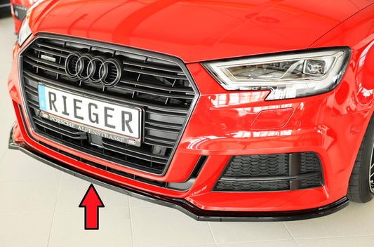 Audi A3 (8V) Rieger Spoilerschwert für orig. S-Line Frontschürze für orig. Frontschürze, ABS, schwarz glänzend, für Fzg. mit S-Line Exterieur, 
inkl. Montagezubehör, ABE