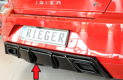 Seat Ibiza (KJ) Rieger Heckeinsatz für orig. ESD ABS, schwarz glänzend, 
inkl. Alugitter, Montagezubehör, Gutachten