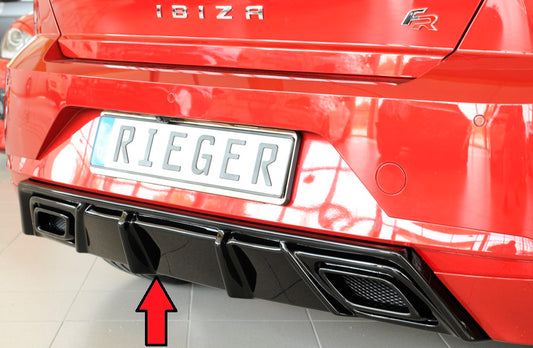 Seat Ibiza (KJ) Rieger Heckeinsatz für orig. ESD ABS, schwarz glänzend, 
inkl. Alugitter, Montagezubehör, Gutachten