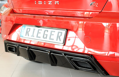 Seat Ibiza (KJ) Rieger Heckeinsatz für orig. ESD ABS, schwarz glänzend, 
inkl. Alugitter, Montagezubehör, Gutachten