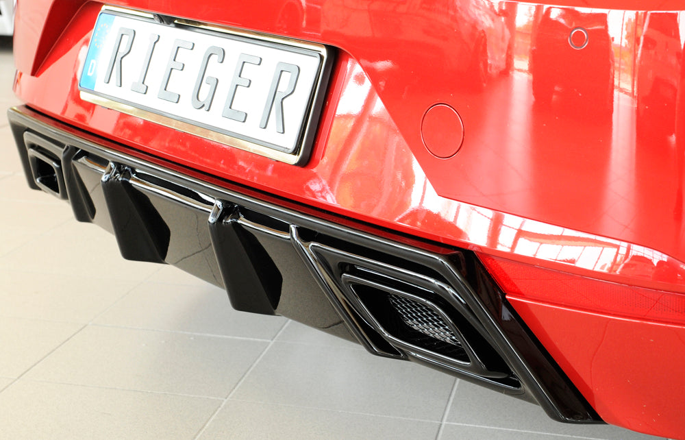 Seat Ibiza (KJ) Rieger Heckeinsatz für orig. ESD ABS, schwarz glänzend, 
inkl. Alugitter, Montagezubehör, Gutachten
