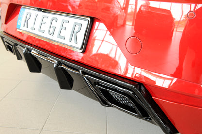Seat Ibiza (KJ) Rieger Heckeinsatz für orig. ESD ABS, schwarz glänzend, 
inkl. Alugitter, Montagezubehör, Gutachten