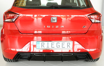 Seat Ibiza (KJ) Rieger Heckeinsatz für orig. ESD ABS, schwarz glänzend, 
inkl. Alugitter, Montagezubehör, Gutachten