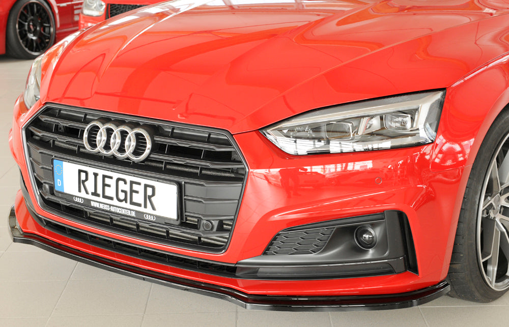 Audi A5 (B9/F5) Rieger Spoilerschwert für orig. S-Line Frontschürze für orig. Frontschürze, ABS, schwarz glänzend, für Fzg. mit S-Line Exterieur, 
inkl. Montagezubehör, ABE