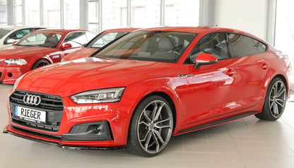 Audi A5 (B9/F5) Rieger Spoilerschwert für orig. S-Line Frontschürze für orig. Frontschürze, ABS, schwarz glänzend, für Fzg. mit S-Line Exterieur, 
inkl. Montagezubehör, ABE