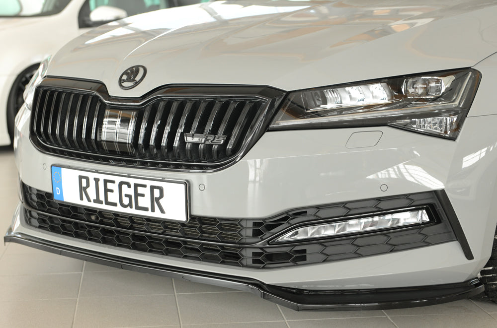 Skoda Superb III (3T/3V) Rieger Spoilerschwert für orig. Frontschürze, ABS, schwarz glänzend, 
inkl. Montagezubehör, ABE