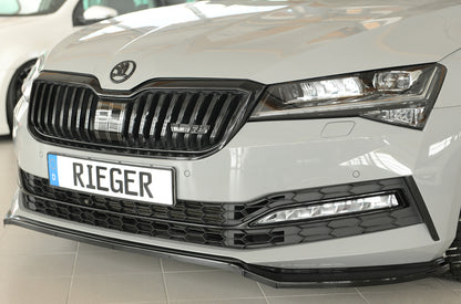 Skoda Superb III (3T/3V) Rieger Spoilerschwert für orig. Frontschürze, ABS, schwarz glänzend, 
inkl. Montagezubehör, ABE