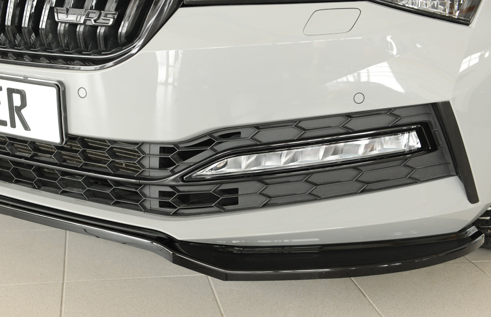 Skoda Superb III (3T/3V) Rieger Spoilerschwert für orig. Frontschürze, ABS, schwarz glänzend, 
inkl. Montagezubehör, ABE