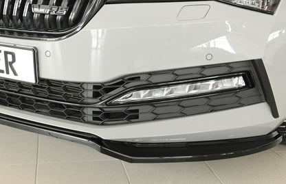 Skoda Superb III (3T/3V) Rieger Spoilerschwert für orig. Frontschürze, ABS, schwarz glänzend, 
inkl. Montagezubehör, ABE