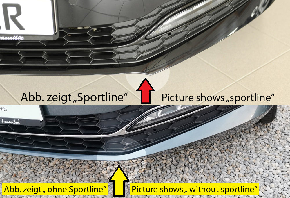 Skoda Superb III (3T/3V) Rieger Spoilerschwert für orig. Frontschürze, ABS, schwarz glänzend, 
inkl. Montagezubehör, ABE