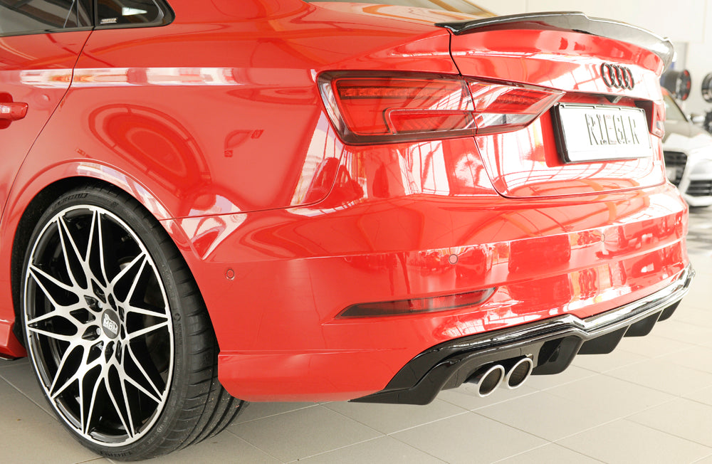 Audi A3 (8V) Rieger Heckeinsatz  für Doppelendrohr li., ABS, schwarz glänzend, für Fzg. mit S-Line Exterieur, 
inkl. Montagezubehör, Gutachten