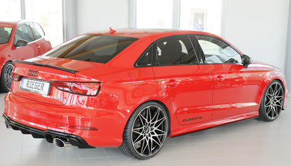 Audi A3 (8V) Rieger Heckeinsatz  für Sportendrohr li. u. re., (152x95mm oval), ABS, schwarz glänzend, für Fzg. mit S-Line Exterieur, 
inkl. Montagezubehör, Gutachten