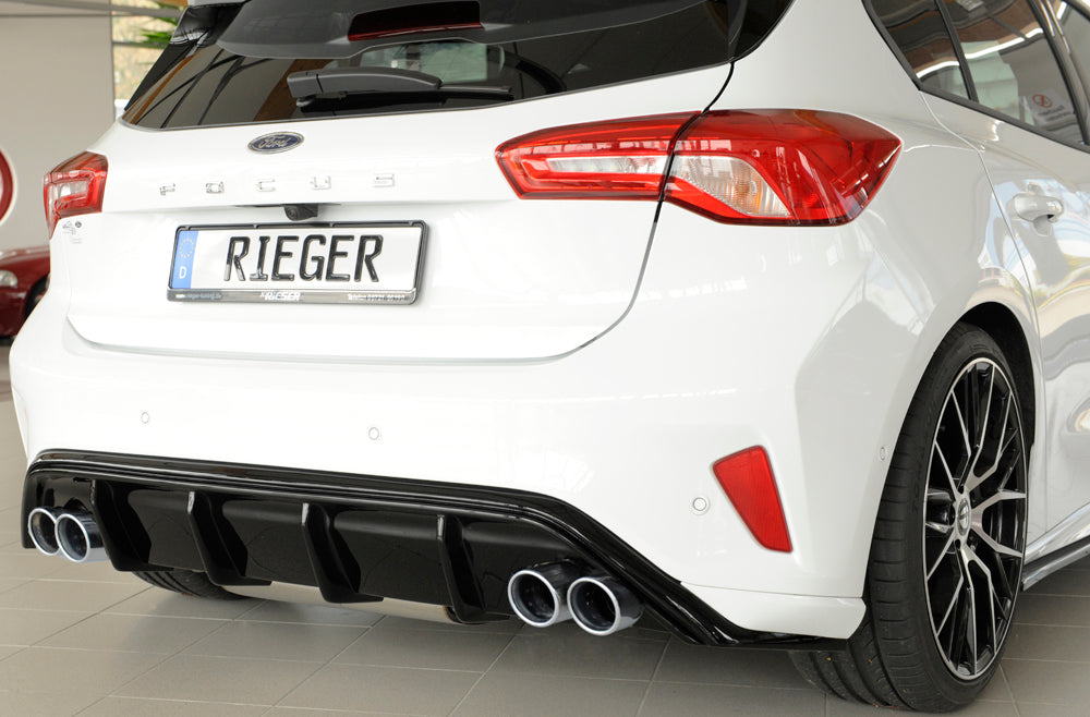 Ford Focus 4 (DEH) Rieger Heckeinsatz  für Doppelendrohr li. u. re., (4x80mm ø), ABS, schwarz glänzend, für Fzg. mit ST-Line, 
inkl. Montagezubehör, Gutachten