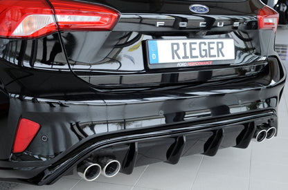 Ford Focus 4 (DEH) Rieger Heckeinsatz  für Doppelendrohr li. u. re., (4x80mm ø), ABS, schwarz glänzend, für Fzg. mit ST-Line, 
inkl. Montagezubehör, Gutachten