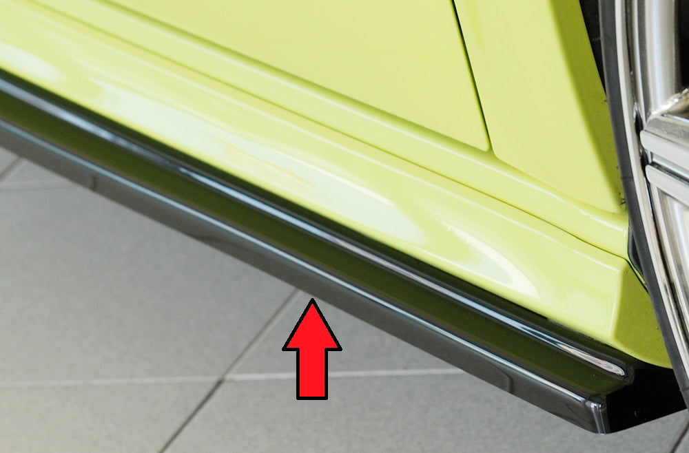 Audi A3 (8V) Rieger Seitenschwelleransatz für S-Line-Schweller / S3-Schweller rechts, für orig. Seitenschweller, ABS, schwarz glänzend, für Fzg. mit S-Line Exterieur, 
inkl. Montagezubehör, Gutachten