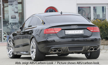 Audi A5 (B8/B81) Rieger Heckeinsatz (GBL-55438)  für Doppelendrohr li. u. re., (4x115x85mm oval), ABS, schwarz glänzend, für Fzg. ohne S-Line Exterieur, 
inkl. Montagezubehör, Gutachten