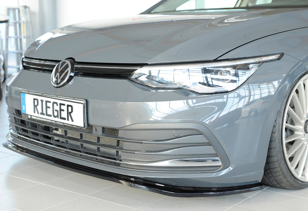 VW Golf 8 Rieger Spoilerschwert für orig. Frontschürze für orig. Frontschürze, ABS, schwarz glänzend, 
inkl. Montagezubehör, ABE