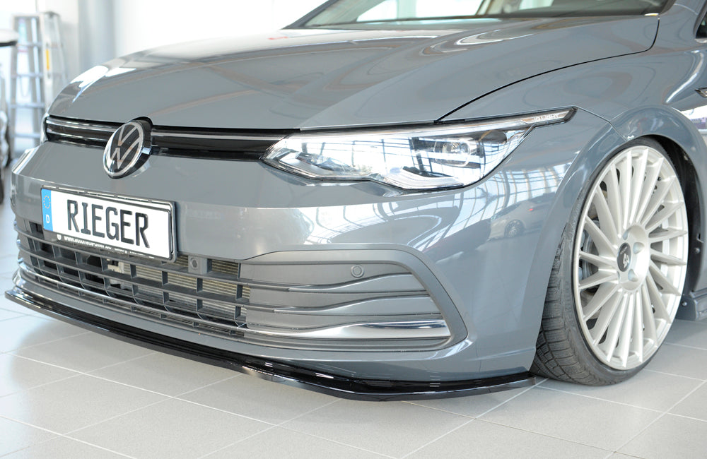 VW Golf 8 Rieger Spoilerschwert für orig. Frontschürze für orig. Frontschürze, ABS, schwarz glänzend, 
inkl. Montagezubehör, ABE