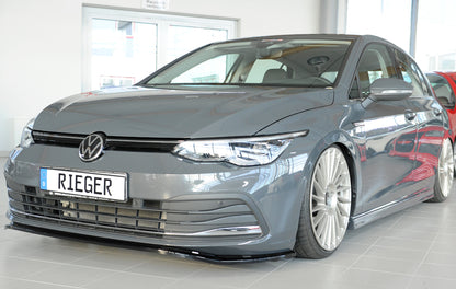 VW Golf 8 Rieger Spoilerschwert für orig. Frontschürze für orig. Frontschürze, ABS, schwarz glänzend, 
inkl. Montagezubehör, ABE