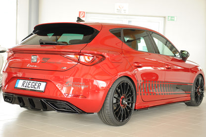 Seat Leon (KL) Rieger Heckeinsatz für orig. ESD für orig. Endschalldämpfer, ohne Endrohraussparung, ABS, schwarz glänzend,...