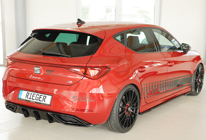 Seat Leon (KL) Rieger Heckeinsatz für orig. ESD für orig. Endschalldämpfer, ohne Endrohraussparung, ABS, schwarz glänzend,...