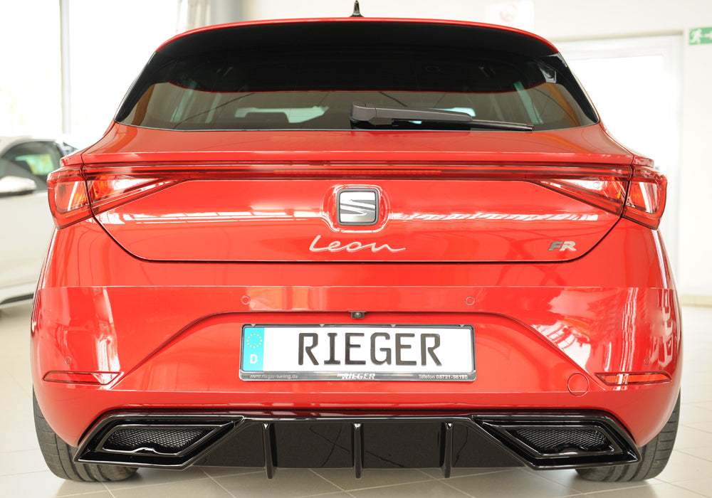Seat Leon (KL) Rieger Heckeinsatz für orig. ESD für orig. Endschalldämpfer, ohne Endrohraussparung, ABS, schwarz glänzend,...