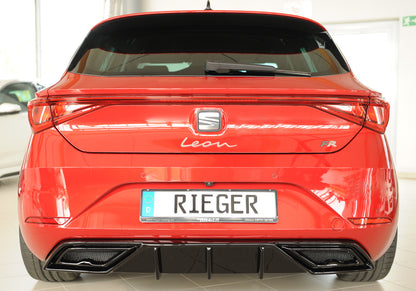 Seat Leon (KL) Rieger Heckeinsatz für orig. ESD für orig. Endschalldämpfer, ohne Endrohraussparung, ABS, schwarz glänzend,...