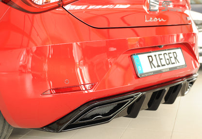 Seat Leon (KL) Rieger Heckeinsatz für orig. ESD für orig. Endschalldämpfer, ohne Endrohraussparung, ABS, schwarz glänzend,...