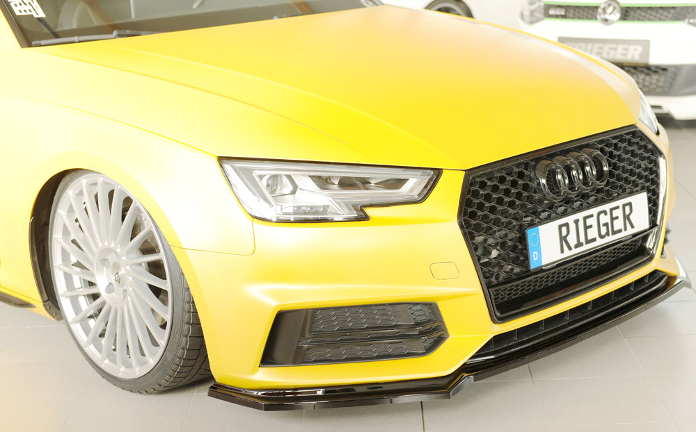 Audi A4 (B9/F4) Rieger Spoilerschwert für orig. Frontschürze, ABS, schwarz glänzend, für Fzg. mit S-Line Exterieur, 
inkl....