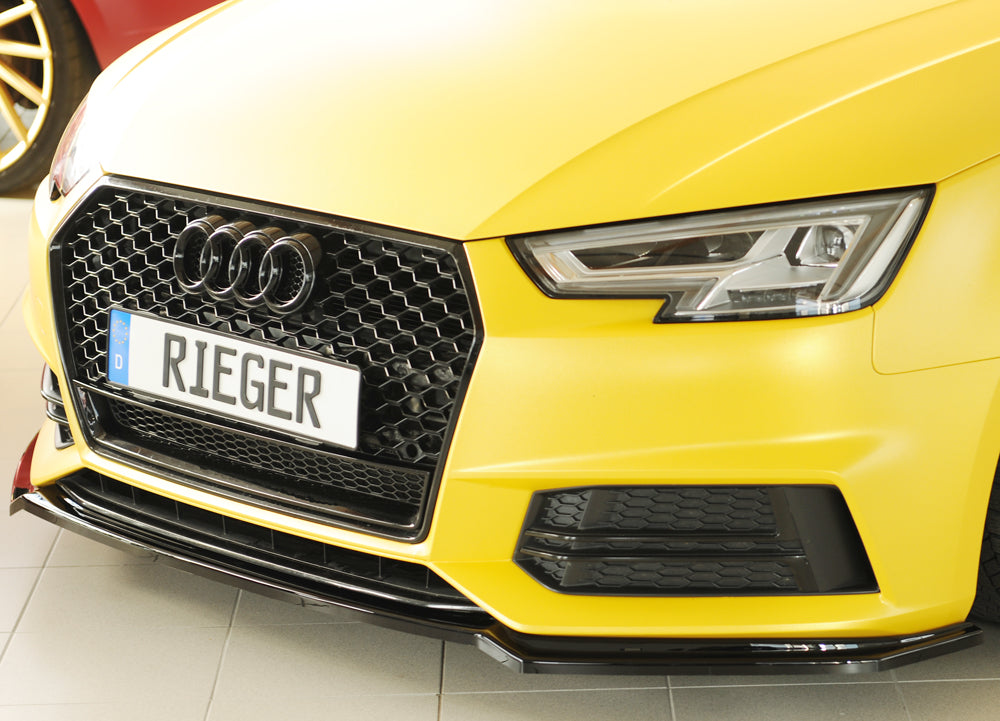 Audi A4 (B9/F4) Rieger Spoilerschwert für orig. Frontschürze, ABS, schwarz glänzend, für Fzg. mit S-Line Exterieur, 
inkl....
