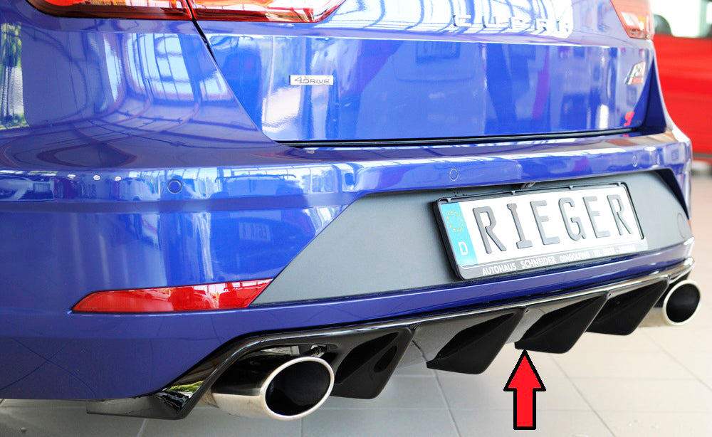 Seat Leon Cupra (5F) Rieger Heckeinsatz (wie 88137+AHK) für orig. Endrohr li. u. re., ABS, schwarz glänzend, für Fzg. mit ...