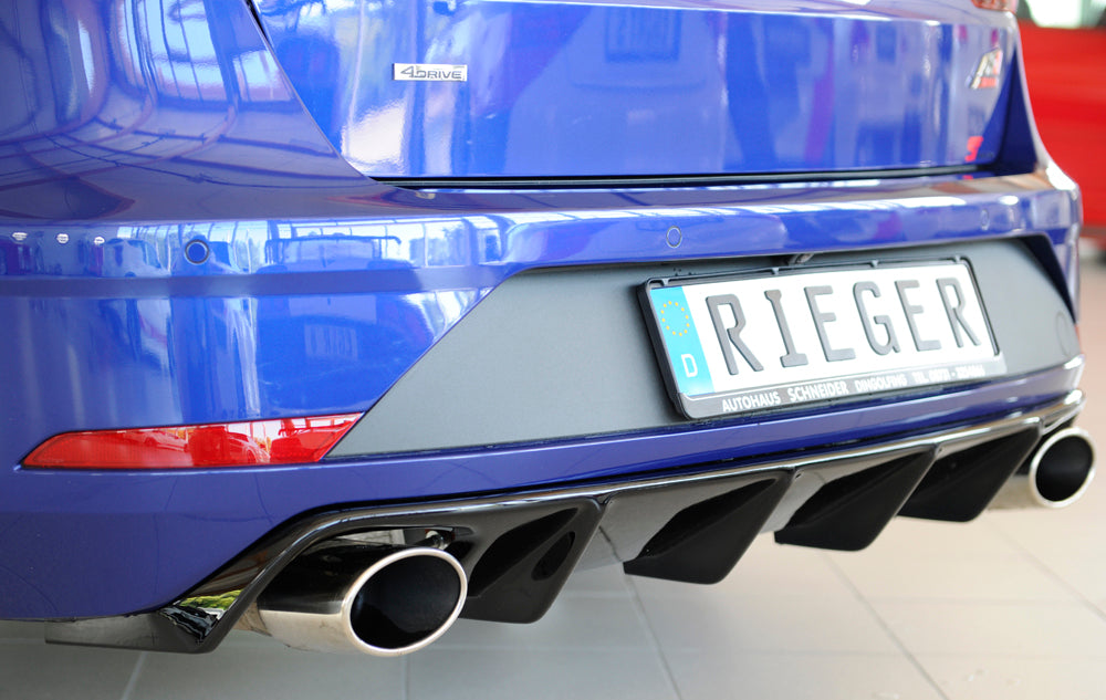 Seat Leon Cupra (5F) Rieger Heckeinsatz (wie 88137+AHK) für orig. Endrohr li. u. re., ABS, schwarz glänzend, für Fzg. mit ...