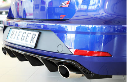 Seat Leon Cupra (5F) Rieger Heckeinsatz (wie 88137+AHK) für orig. Endrohr li. u. re., ABS, schwarz glänzend, für Fzg. mit ...