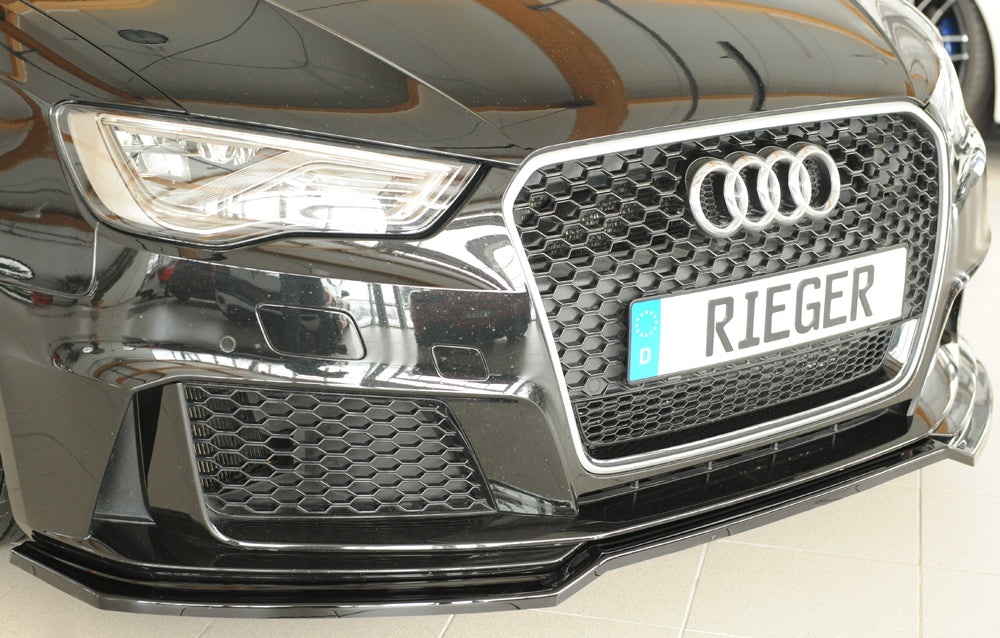 Audi RS3 (8V) Rieger Spoilerschwert für orig. Frontschürze, ABS, schwarz glänzend, 
inkl. Montagezubehör, ABE