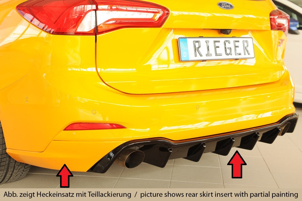 Ford Focus 4 ST (DEH) Rieger Heckeinsatz für orig. Endrohr li. u. re., (83mm ø), ABS, schwarz glänzend, für Fzg. mit ST-Li...