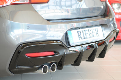 BMW 1er F20  (1K4) Rieger Heckeinsatz (Typ: 88171) für orig. Doppelendrohr li, ABS, schwarz glänzend, für Fzg. mit M-Techn...