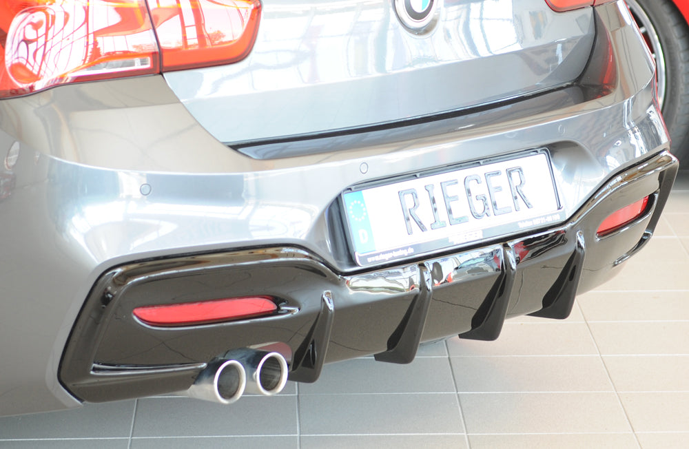 BMW 1er F20  (1K4) Rieger Heckeinsatz (Typ: 88171) für orig. Doppelendrohr li, ABS, schwarz glänzend, für Fzg. mit M-Techn...