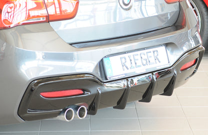 BMW 1er F20  (1K4) Rieger Heckeinsatz (Typ: 88171) für orig. Doppelendrohr li, ABS, schwarz glänzend, für Fzg. mit M-Techn...