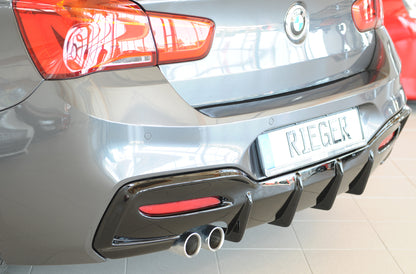 BMW 1er F20  (1K4) Rieger Heckeinsatz (Typ: 88171) für orig. Doppelendrohr li, ABS, schwarz glänzend, für Fzg. mit M-Techn...