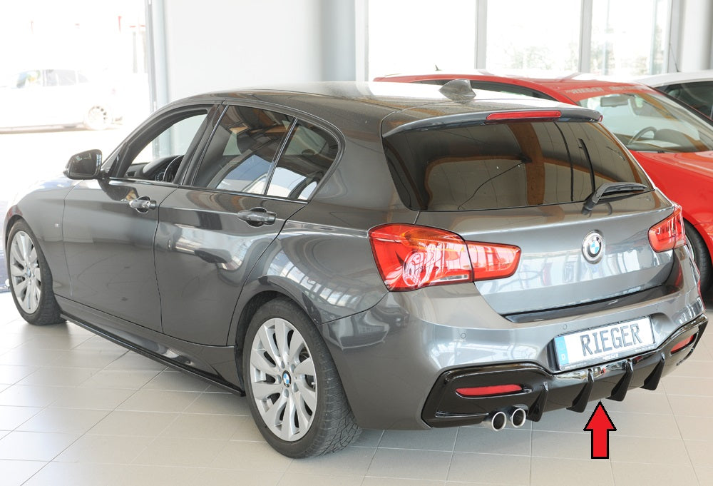 BMW 1er F20  (1K4) Rieger Heckeinsatz (Typ: 88171) für orig. Doppelendrohr li, ABS, schwarz glänzend, für Fzg. mit M-Techn...