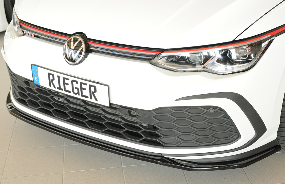 VW Golf 8 GTD Rieger Spoilerschwert nur für GTI / GTD / GTE für orig. Frontschürze, ABS, schwarz glänzend, 
inkl. Montagez...