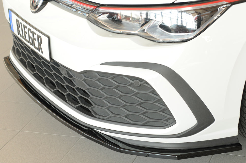VW Golf 8 GTD Rieger Spoilerschwert nur für GTI / GTD / GTE für orig. Frontschürze, ABS, schwarz glänzend, 
inkl. Montagez...