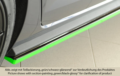 VW Polo (AW) GTI Rieger Seitenschwelleransatz rechts, für orig. Seitenschweller, ABS, schwarz glänzend, 
inkl. Montagezube...