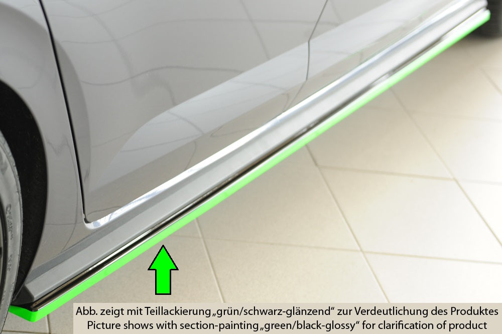 VW Polo (AW) GTI Rieger Seitenschwelleransatz rechts, für orig. Seitenschweller, ABS, schwarz glänzend, 
inkl. Montagezube...