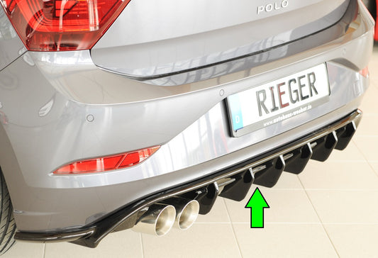VW Polo (AW) GTI Rieger Heckeinsatz für Doppelendrohr li., ABS, schwarz glänzend, 
inkl. Montagezubehör, Gutachten