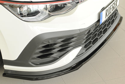 VW Golf 8 GTI Clubsport Rieger Spoilerschwert nur für GTI Clubsport für orig. Frontschürze, ABS, schwarz glänzend, 
inkl. ...