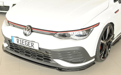 VW Golf 8 GTI Clubsport Rieger Spoilerschwert nur für GTI Clubsport für orig. Frontschürze, ABS, schwarz glänzend, 
inkl. ...