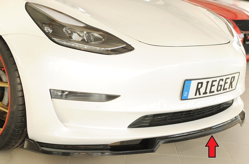 Tesla Model 3  (003) Rieger Spoilerschwert für orig. Frontschürze, ABS, schwarz glänzend, 
inkl. Montagezubehör, ABE