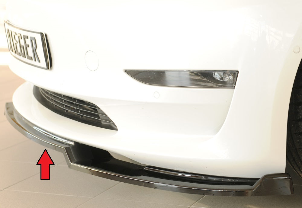Tesla Model 3  (003) Rieger Spoilerschwert für orig. Frontschürze, ABS, schwarz glänzend, 
inkl. Montagezubehör, ABE